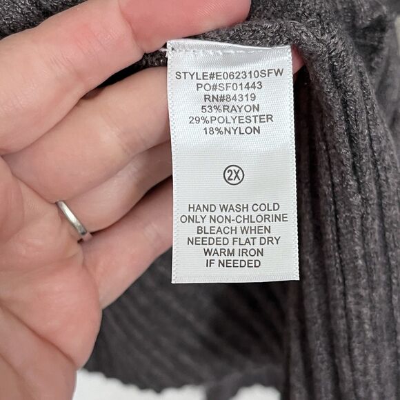 NWT Evolution By Cyrus Womens 2x Sweater Mock Neck Grey Soft Stretch Ribbed - Picture 5 of 9